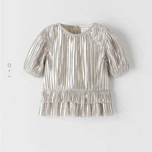 Zara Metallic Silver Kids Blouse